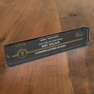 911 Dispatcher Thin Gold Lines Flag Desk  Name Plate