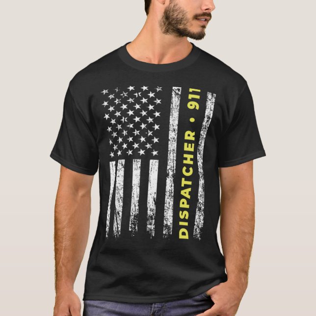 911 Dispatcher Thin Yellow Line Dispatch US Americ T-Shirt (Front)