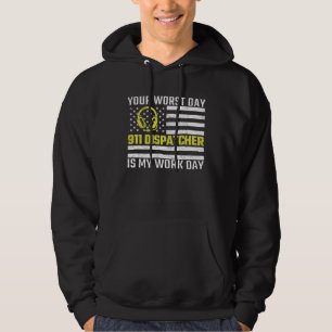 911 Dispatcher US Flag Thin Gold Line Emergency Di Hoodie