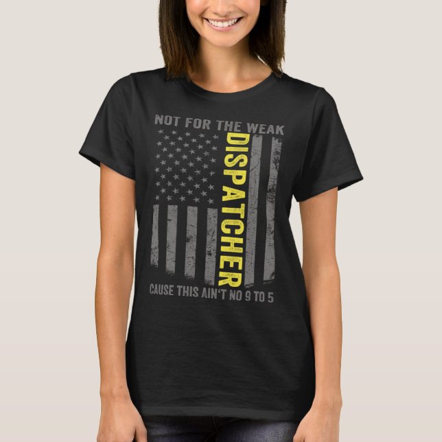 911 Dispatcher US Flag Thin Gold Line Emergency Di T-Shirt (Front)