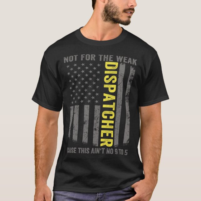 911 Dispatcher US Flag Thin Gold Line Emergency Di T-Shirt (Front)