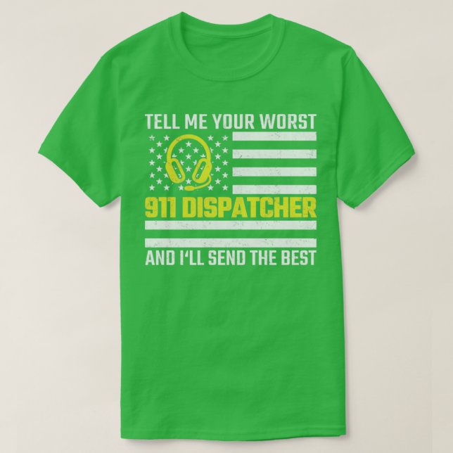 911 Dispatcher US Flag Thin Gold Line Emergency Di T-Shirt (Design Front)