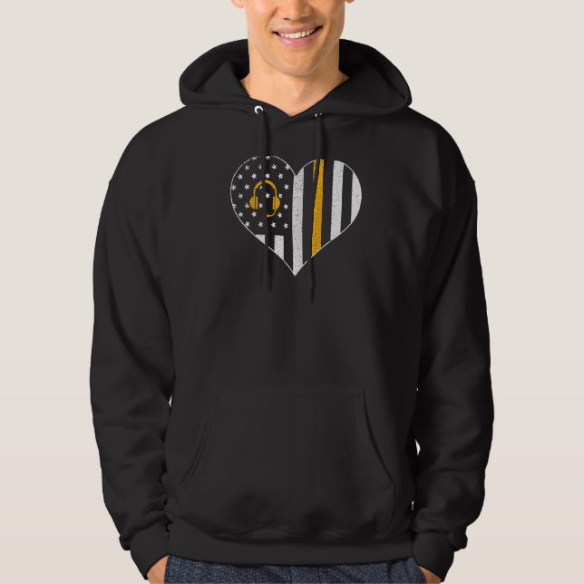 911 Dispatcher Usa Flag Heart Emergency Dispatchin Hoodie (Front)