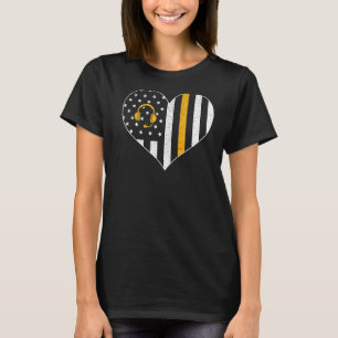 911 Dispatcher Usa Flag Heart Emergency Dispatchin T-Shirt