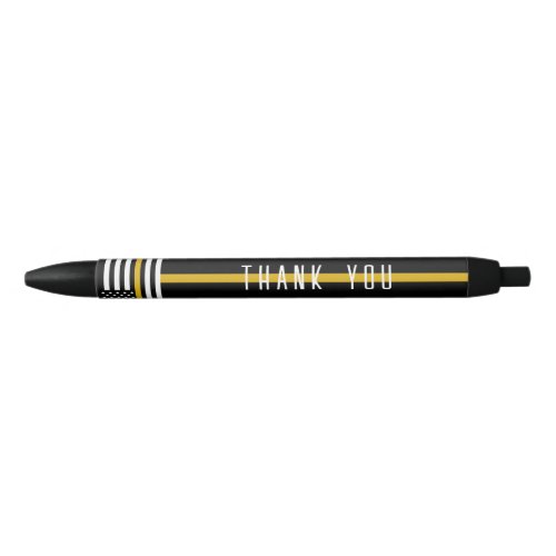 911 Dispatcher USA Flag Thin Gold Line Black Ink Pen