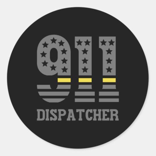 911 Dispatcher USA Flag Thin Yellow Line Emergency Classic Round Sticker