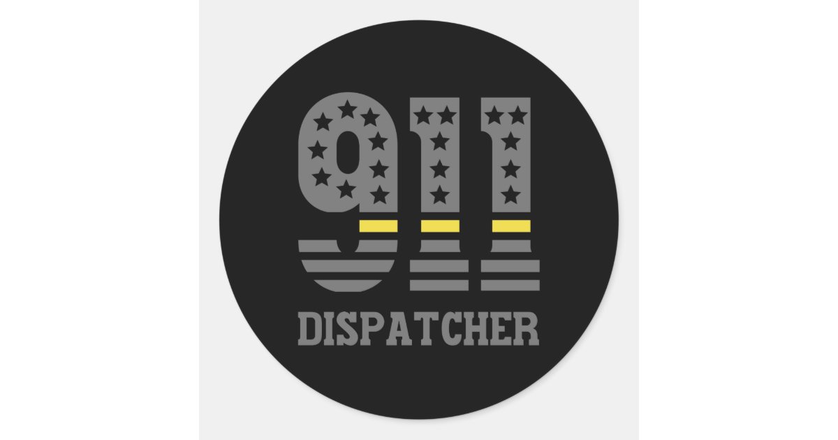 Dispatch Flag Rounded 911 Dispatcher USA Flag Thin Yellow Line Emergency Classic Round ...