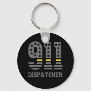 911 Dispatcher USA Flag Thin Yellow Line Emergency Keychain