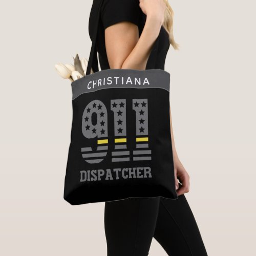 911 Dispatcher USA Flag Thin Yellow Line Emergency Tote Bag