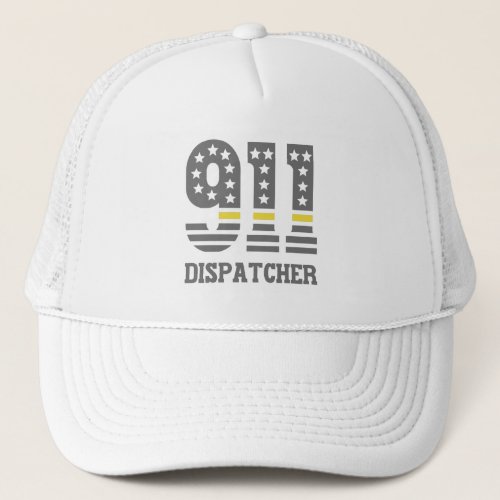 911 Dispatcher USA Flag Thin Yellow Line Emergency Trucker Hat
