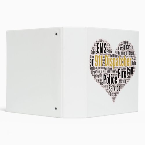 911 Dispatcher Word Cloud 3 Ring Binder