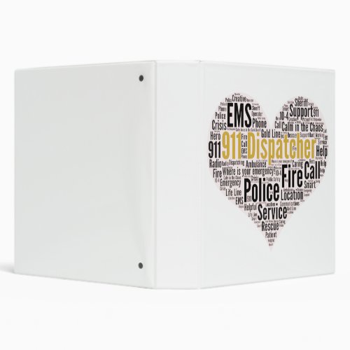 911 Dispatcher Word Cloud 3 Ring Binder