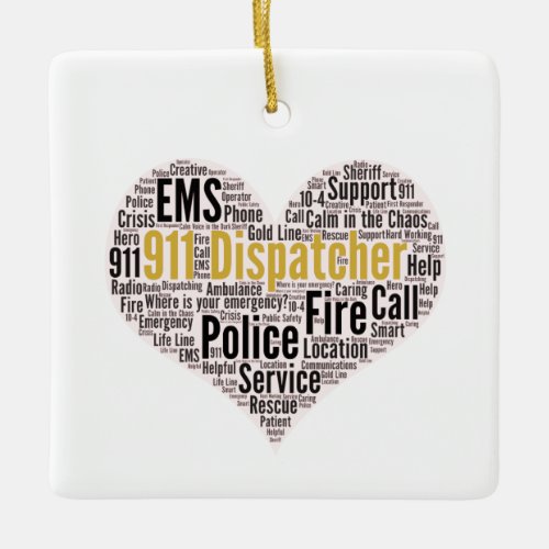 911 Dispatcher Word Cloud Ceramic Ornament