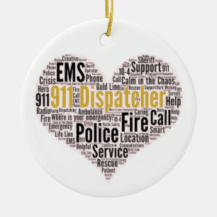 911 Dispatcher Word Cloud Ceramic Ornament