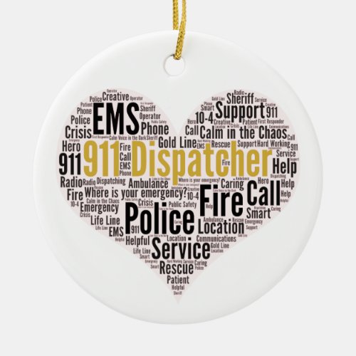 911 Dispatcher Word Cloud Ceramic Ornament