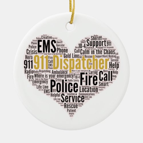 911 Dispatcher Word Cloud Ceramic Ornament