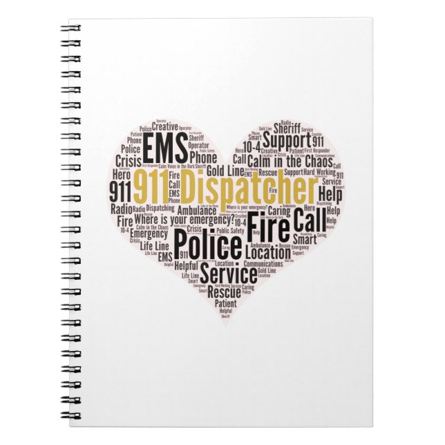 911 Dispatcher Word Cloud Notebook (Front)