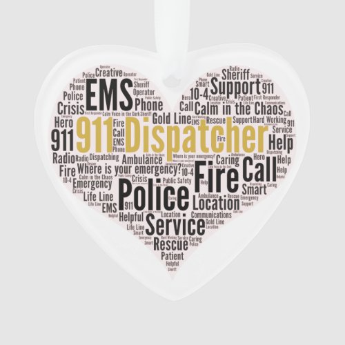 911 Dispatcher Word Cloud Ornament