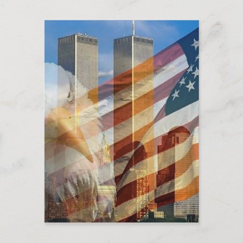 911 eagle flag towers postcard