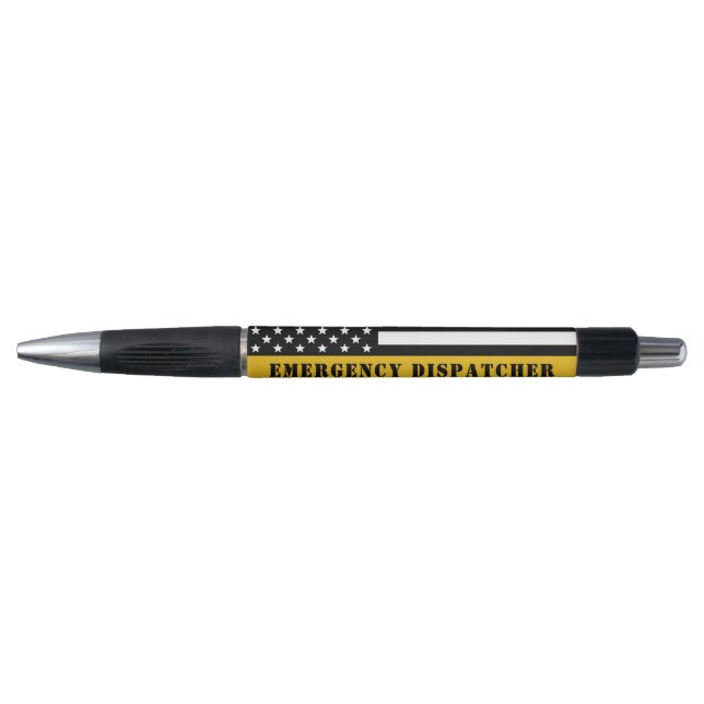 911 Emergency Dispatcher USA Flag Thin Gold Line Pen (Front)