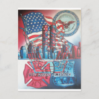 911 God Bless America Postcard