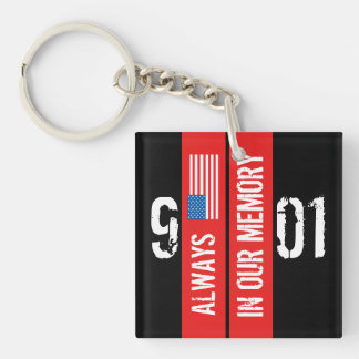 911 Memorial Black Red Keychain