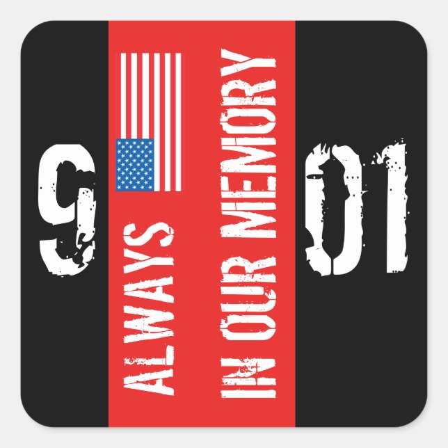 911 Memorial Black Red Sticker (Front)