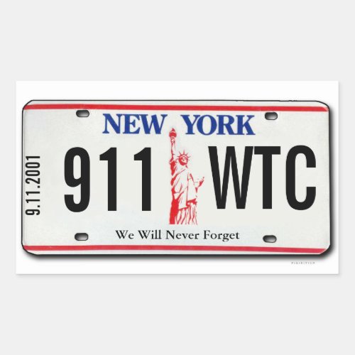 911 Memorial NY License Plate Sticker 1