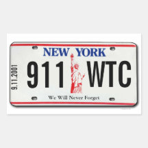 911 Memorial NY License Plate Sticker 1