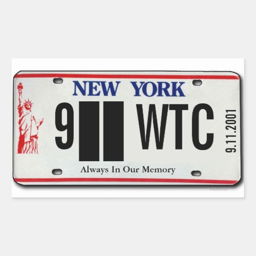 911 Memorial NY License Plate Sticker 2