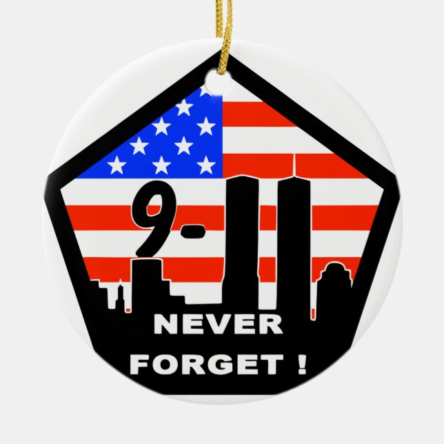 911 never forget ceramic ornament (Front)