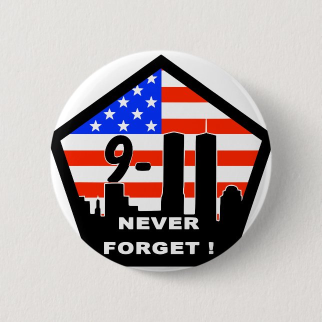 911 never forget pinback button (Front)