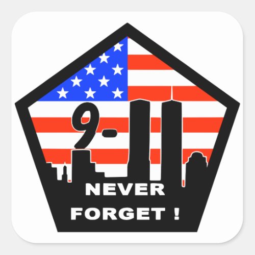 911 never forget square sticker