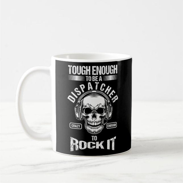 911 Operator Dispatcher Skull Usa First Responders Coffee Mug (Left)