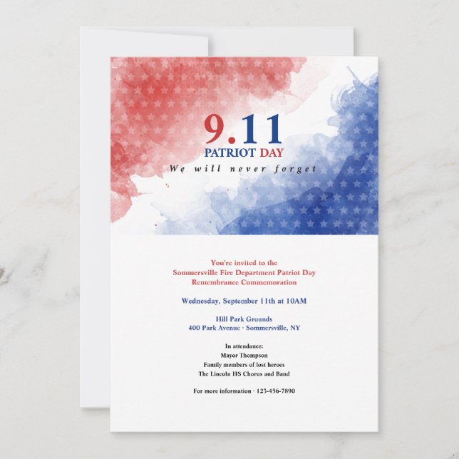 911 Patriot Day Invitation (Front)