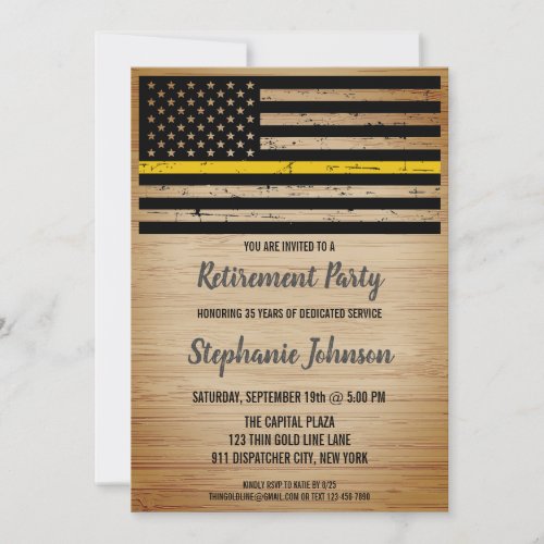 911 Police Dispatcher Retirement Thin Gold Line