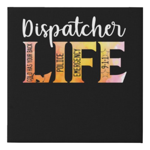 911 Police Emergency Dispatcher Life Gold Faux Canvas Print