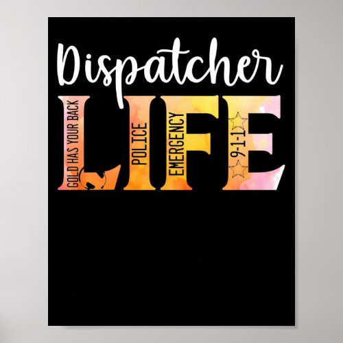 911 Police Emergency Dispatcher Life Gold Poster