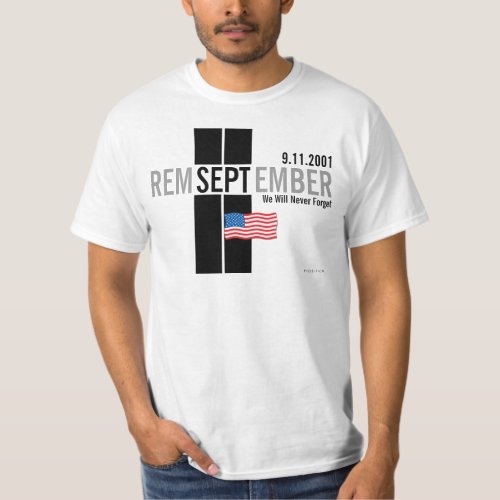 911 Remember September 11 Flag Gray T_Shirt