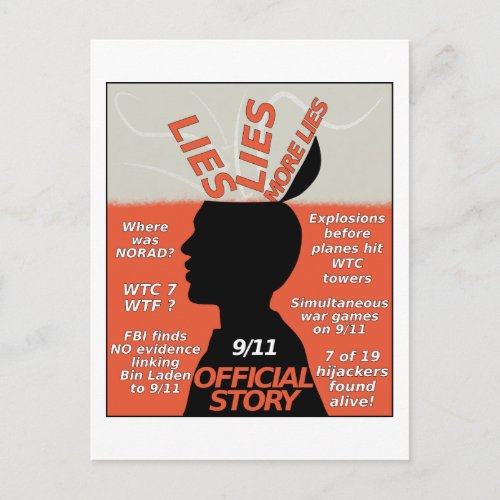 911 Truth Official Story Lies Postcard
