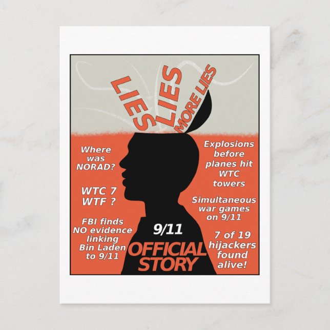 911 Truth Official Story Lies Postcard (Front)