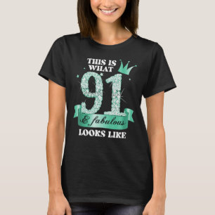 91 & Fabulous I Turquoise Black Party Group Photo T-Shirt