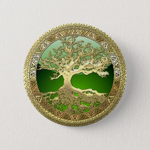 91 Golden Celtic Tree of Life 3D Button