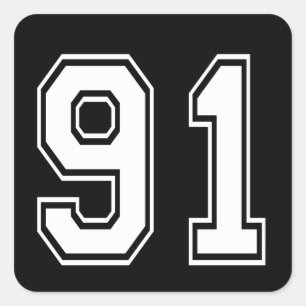 91 ninety one varsity num square sticker