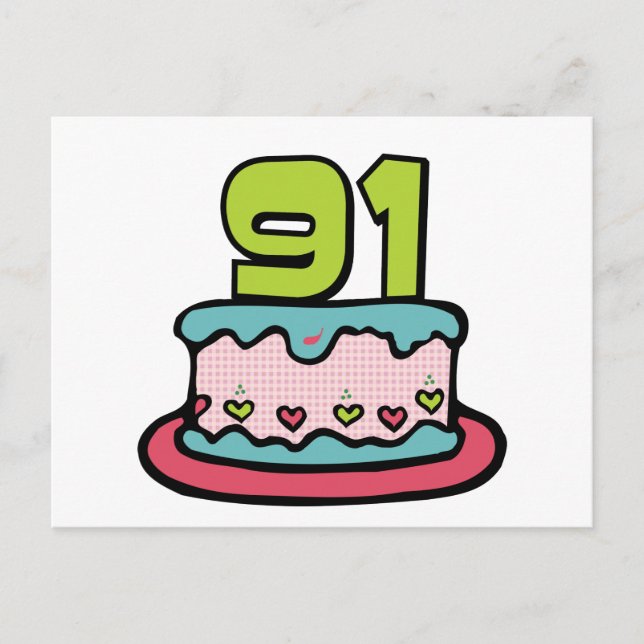 91 Year Old Birthday Cake Postcard (Front)