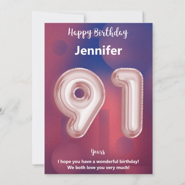 91 year old Happy Birthday card (Front)