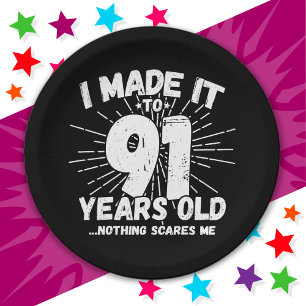 91 Year Old Sarcastic Meme Funny 91st Birthday Paper Plates