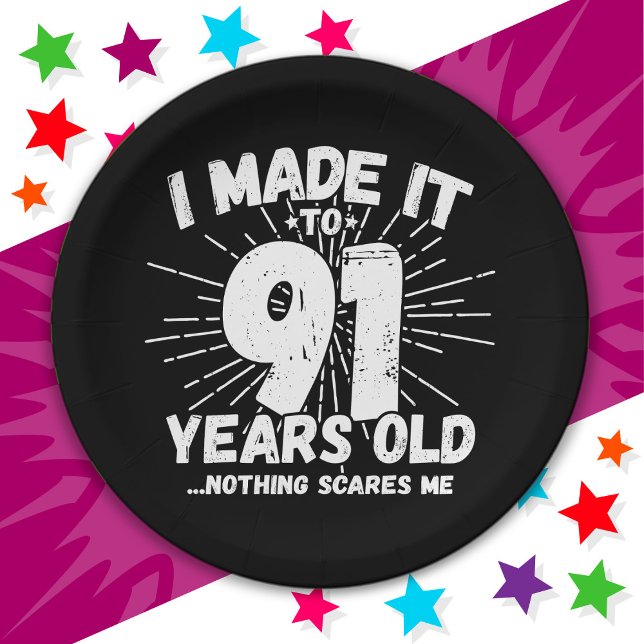 91 Year Old Sarcastic Meme Funny 91st Birthday Paper Plates (Creator Uploaded)