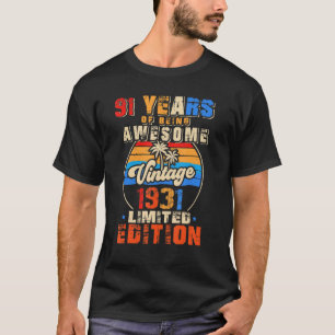 91 Years Old Vintage 1931 91st Birthday Legends Bo T-Shirt