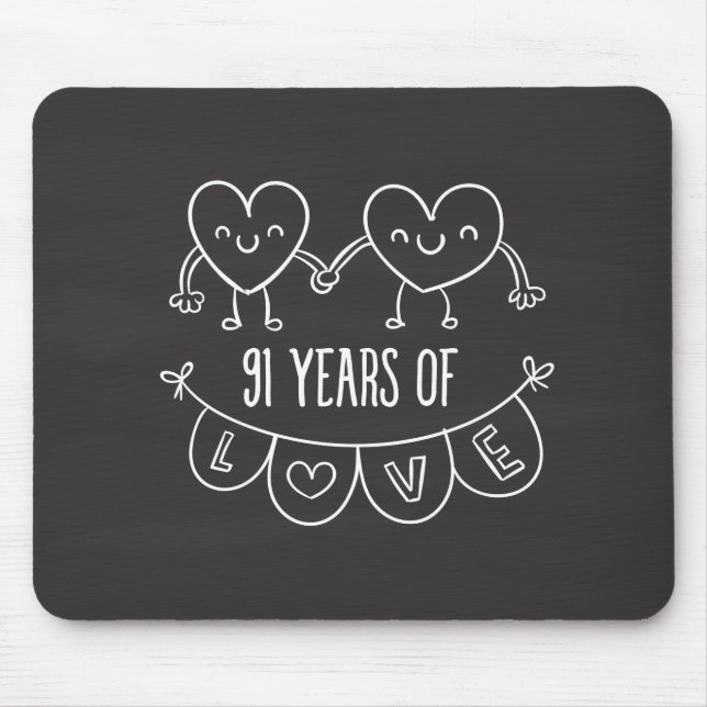 91st Anniversary Gift Chalk Hearts Mouse Pad (Front)